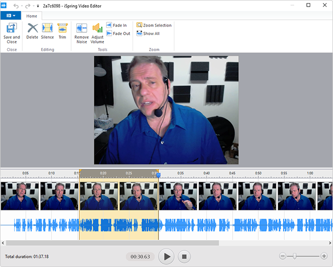 iSpring Video Editor Editing options of the built-in iSpring video editor