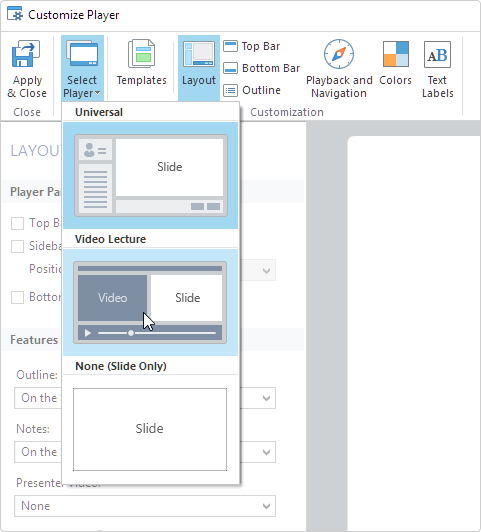 How to customize the player in iSpring Customizing the player layout