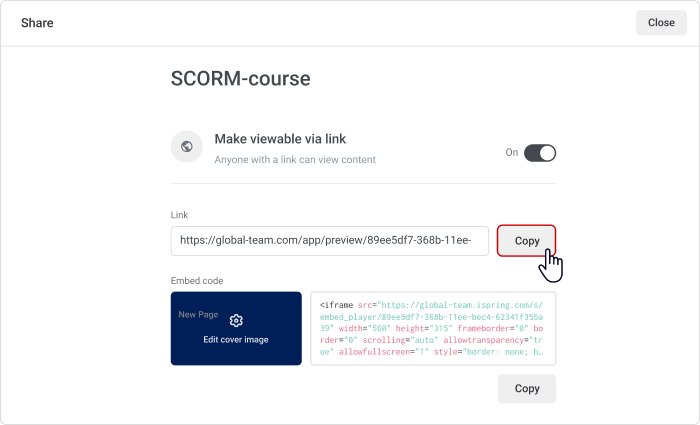 Setting up access to a course
