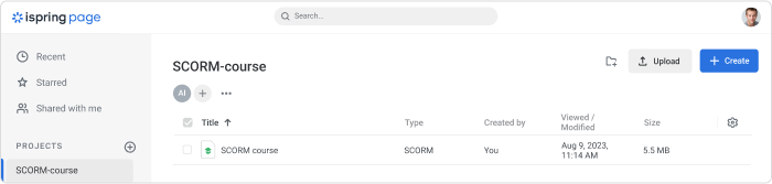 Uploading a SCORM course